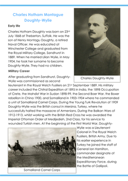 Charles Hotham Montague Doughty-Wylie Early Life Charles Hotham Doughty Was Born on 23Rd July 1868 at Theberton, Suffolk