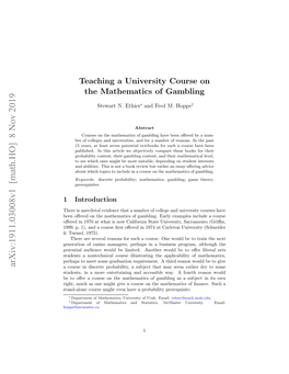 Teaching a University Course on the Mathematics of Gambling