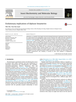 Evolutionary Implications of Dipluran Hexamerins