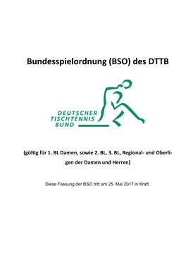 Bundesspielordnung (BSO) Des DTTB