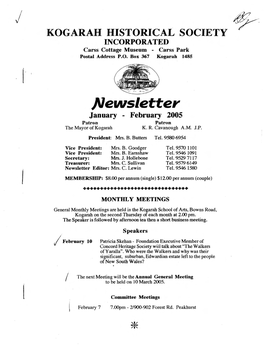 Ftlewsletter January - February 2005 Patron Patron the Mayor of Kogarah K