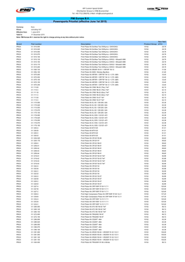 PMI Europe B.V. Powersports Pricelist (Effective June 1St 2015)