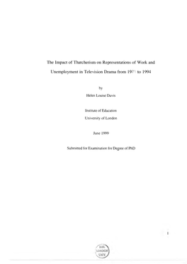 The Impact of Thatcherism on Representations of Work And