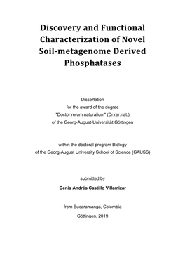 Discovery and Functional Characterization of Novel Soil-Metagenome Derived Phosphatases