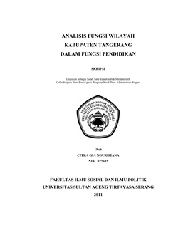 Analisis Fungsi Wilayah Kabupaten Tangerang Dalam Fungsi Pendidikan
