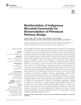 Biostimulation of Indigenous Microbial Community for Bioremediation of Petroleum Reﬁnery Sludge