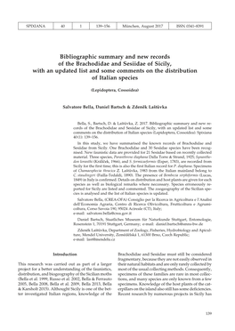 Bibliographic Summary and New Records of the Brachodidae and Sesiidae of Sicily, with an Updated List and Some Comments on the Distribution of Italian Species