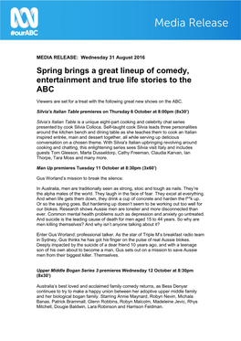 Spring Brings a Great Lineup of Comedy, Entertainment and True Life Stories to the ABC