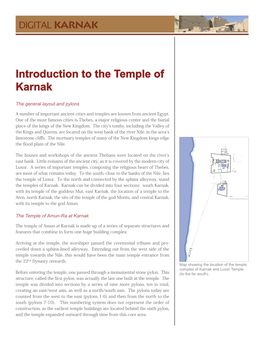 Introduction to the Temple of Karnak Once Past the ﬁ Rst Pylon, the Visitor Stood in One of the Temple Courtyards