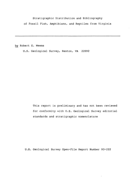 Stratigraphic Distribution and Bibliography of Fossil Fish, Amphibians, and Reptiles from Virginia