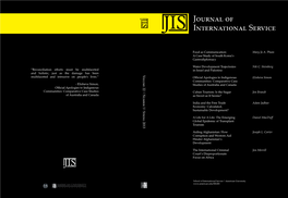 Journal of International Service School of International Service American University Washington, DC