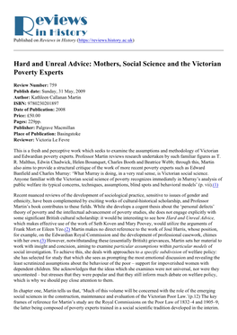 Mothers, Social Science and the Victorian Poverty Experts