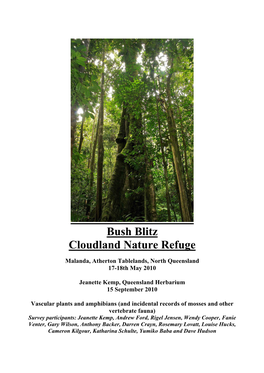 Bush Blitz Cloudland Nature Refuge