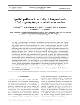 Spatial Patterns in Activity of Leopard Seals Hydrurga Leptonyx in Relation to Sea Ice