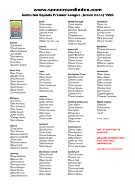 Subbuteo Squads 1996 Green Back