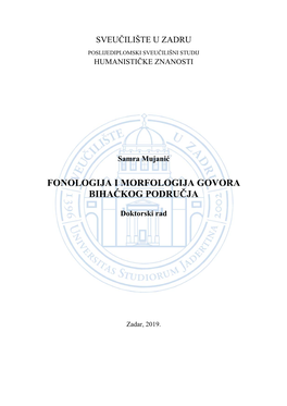 Fonologija I Morfologija Govora Bihaćkog Područja