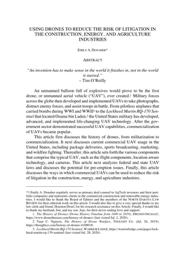Using Drones to Reduce the Risk of Litigation in the Construction, Energy, and Agriculture Industries
