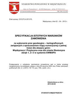 Specyfikacja Istotnych Warunków Zamówienia