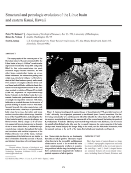 Structural and Petrologic Evolution of the Lihue Basin and Eastern Kauai, Hawaii