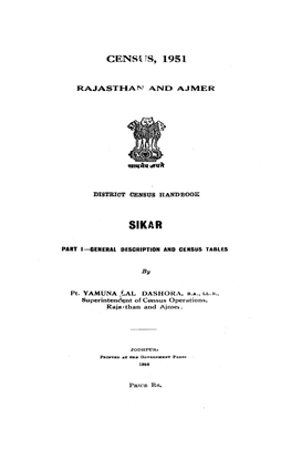 District Census Handbook, Sikar, Part-I, Rajasthan and Ajmer