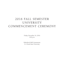 2016 Fall Semester University Commencement Ceremony