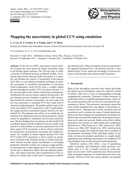 Mapping the Uncertainty in Global CCN Using Emulation