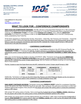 What to Look for – Conference Championships