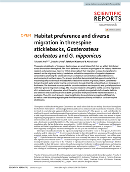 Habitat Preference and Diverse Migration in Threespine Sticklebacks, Gasterosteus Aculeatus and G