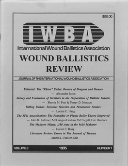 Wound Ballistics Review