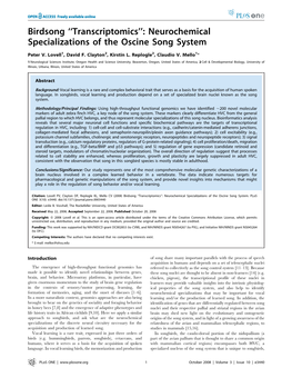 Neurochemical Specializations of the Oscine Song System