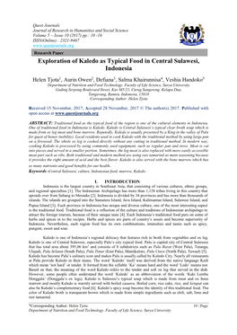 Exploration of Kaledo As Typical Food in Central Sulawesi, Indonesia