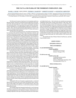 The Fauna and Flora of the Morrison Formation: 2006