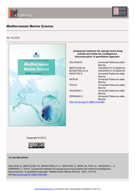 Comparison Between the Sponge Fauna Living Outside and Inside the Coralligenous Bioconstruction