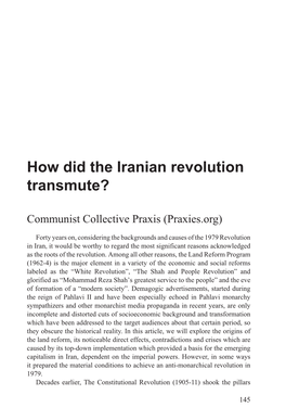Praxis Collective, How Did the Iranian Revolution Transmute?