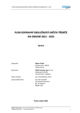 Plán Dopravní Obslužnosti Města Třebíče Na Období 2021 - 2025