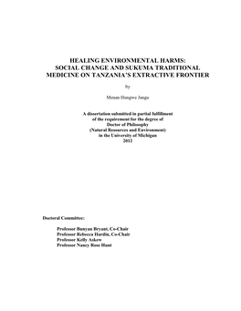 Social Change and Sukuma Traditional Medicine on Tanzania's Extractive