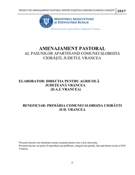 Amenajament Pastoral Pentru Pajiştile Comunei Slobozia Ciorăști 2017