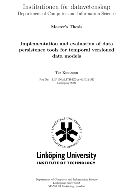 Institutionen För Datavetenskap Department of Computer and Information Science