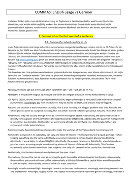 COMMAS: English Usage Vs German