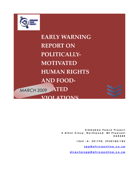 Early Warning Report on Politically- Motivated Human Rights and Food