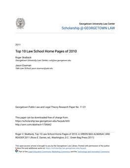 Top 10 Law School Home Pages of 2010