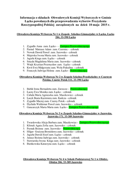Informacja O Składach Obwodowych Komisji Wyborczych W Gminie