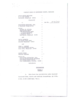 DAVID ATLEE PHILLIPS P. 0. Box 34320 Bethesda, Maryland 20014 Plaintiff � V.� Law No