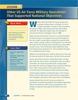 Other US Air Force Military Operations That Supported National Objectives