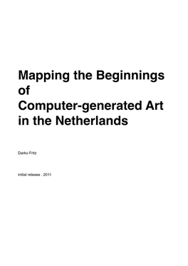 Mapping the Beginnings of Computer-Generated Art in the Netherlands