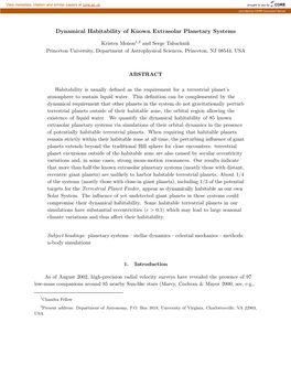 Dynamical Habitability of Known Extrasolar Planetary Systems