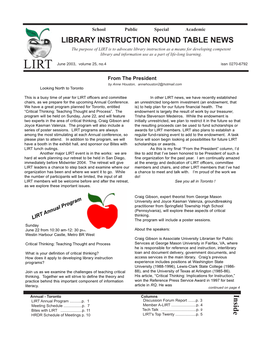 Library Instruction Round Table News