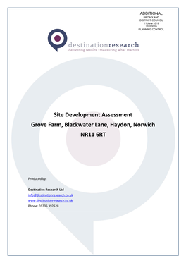 Site Development Assessment Grove Farm, Blackwater Lane, Haydon, Norwich NR11 6RT