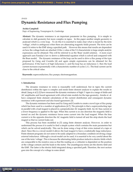 Dynamic Resistance and Flux Pumping