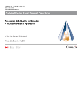 Assessing Job Quality in Canada: a Multidimensional Approach